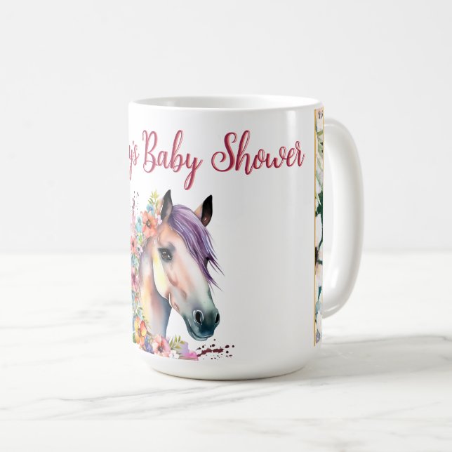 Mug Aquarelle Floral Horse Baby shower (Devant droit)