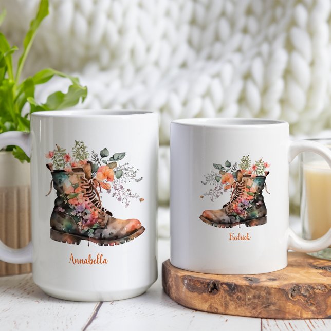 Mug Aquarelle Floral Love Boots avec Fleurs (Créateur téléchargé)