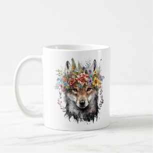 Mug Aquarelle Floral Wolf