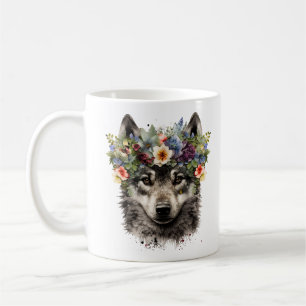 Mug Aquarelle Floral Wolf