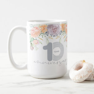 Mug Aquarelle Florale 10e anniversaire Mariage