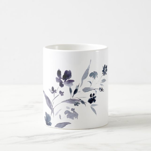 Mug Aquarelle florale bleu marine (Centre)