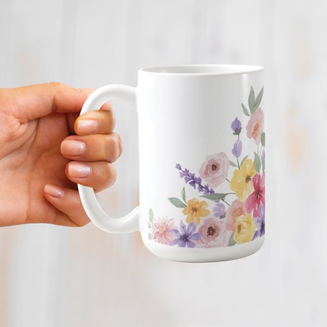 Mug Aquarelle Florale Botanique Personnalisée Monogram (Créateur téléchargé)