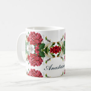 Mug Aquarelle Florale Bourgogne rouge Personnaliser