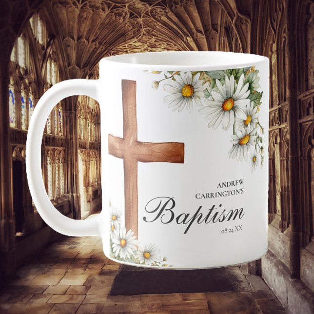Mug Aquarelle florale Cross Baptism (Créateur téléchargé)
