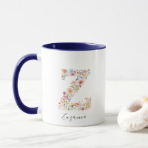 Aquarelle Florale Lettre Z Monogramme & Nom person