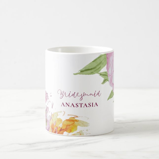 Mug Aquarelle Florale Mariage Bridesmaid (Centre)
