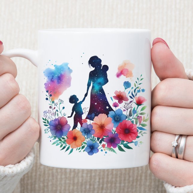 Mug Aquarelle florale mère et enfant (Créateur téléchargé)