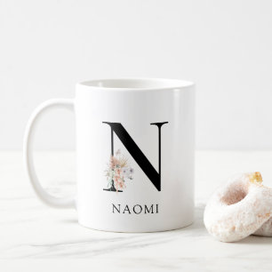 Mug Aquarelle florale mignonne Boho Monogramme