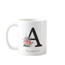 Aquarelle florale mignonne Boho Rose Monogramme