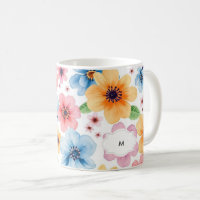 Aquarelle florale motif botanique monogrammé