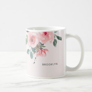 Mug Aquarelle florale rose pâle belle