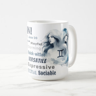 Mug Aquarelle Gemini Zodiac Signes Traits Anniversaire