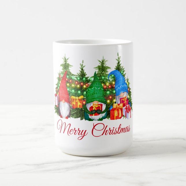 Mug Aquarelle Gnomes Rouge Joyeux feux de Noël (Centre)