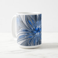 Aquarelle gris bleu Abstrait Fractal Art Flower