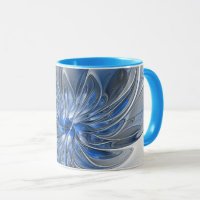 Aquarelle gris bleu Abstrait Fractal Art Flower