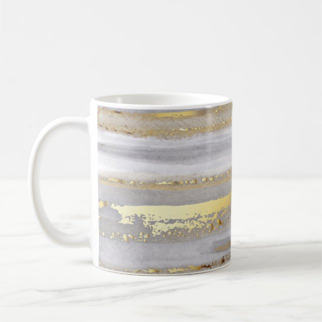 Mug Aquarelle gris et texture or de luxe (Gauche)