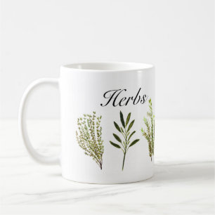 Mug Aquarelle Herbes Thyme Rosemary Sage Plante Pot