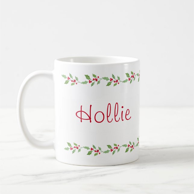 Mug Aquarelle Holly Garland (Gauche)