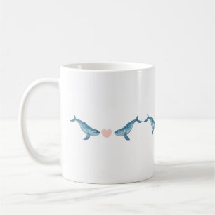 Mug Aquarelle Humpback baleine Coeur 11oz en céramique