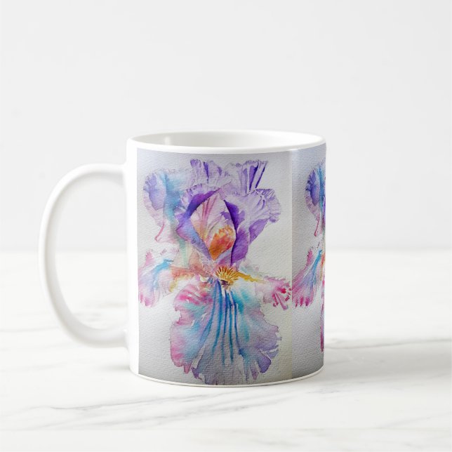 Mug Aquarelle Iris Fleur Peinture art irises (Gauche)