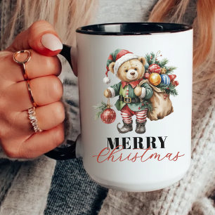 Mug Aquarelle Joyeux Noël Ours pour Elle ou Lui