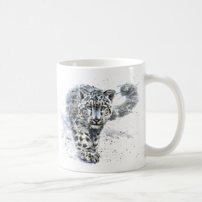 Mug Aquarelle léopard des neiges (Droite)