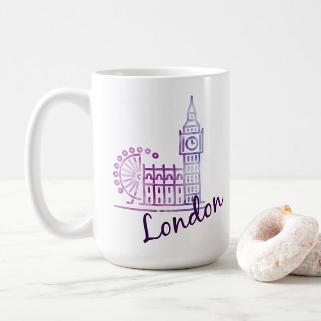 Mug Aquarelle Londres, Big Ben (Avec donut)