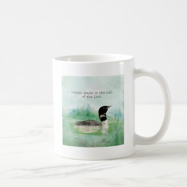 Mug Aquarelle Loon Nature parle Appel de Citation de L (Droite)