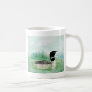 Mug Aquarelle Loon Wilderness Lake Bird Nature Art