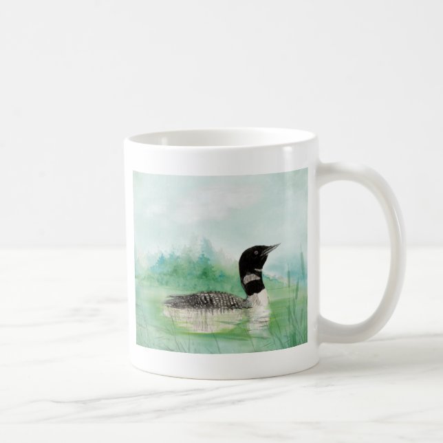 Mug Aquarelle Loon Wilderness Lake Bird Nature Art (Droite)