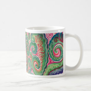 Mug Aquarelle lunatique : Rose et vert clair