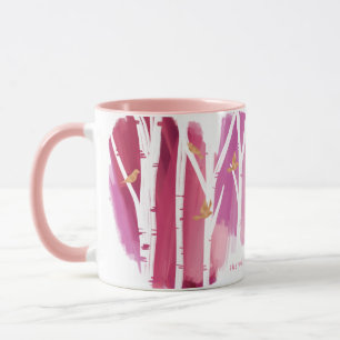 Mug Aquarelle Magenta Wash Birch Treks & Gold Doves