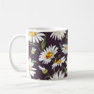 Mug Aquarelle marguerrière : Flore foncé sans joint