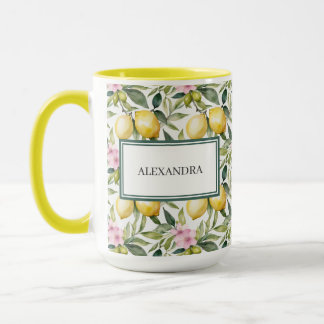 Mug Aquarelle méditerranéenne en fleur de citron itali