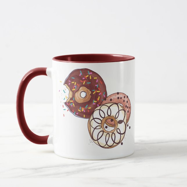 Mug Aquarelle mignonne Chocolat Parfums Vernis Donut (Gauche)