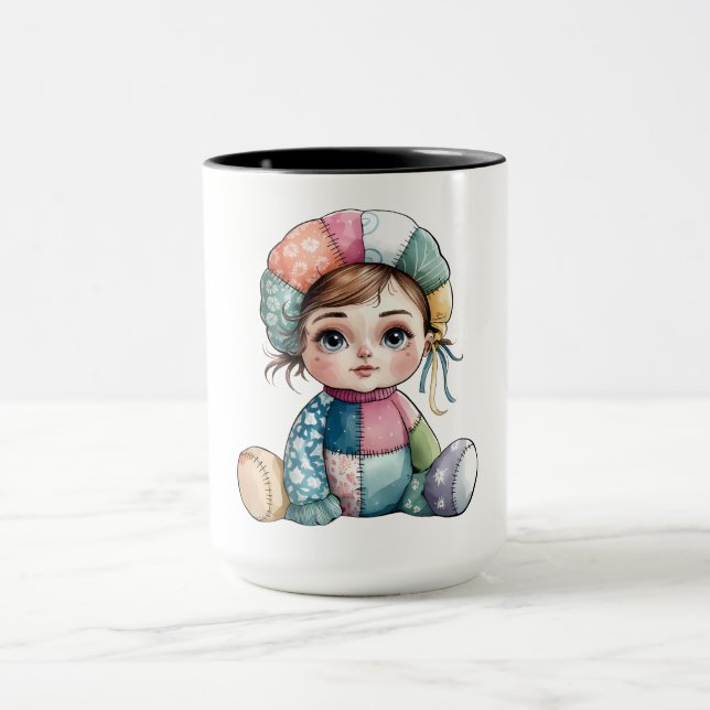 Mug Aquarelle mignonne Patchwork bébé Femme de neige (Centre)