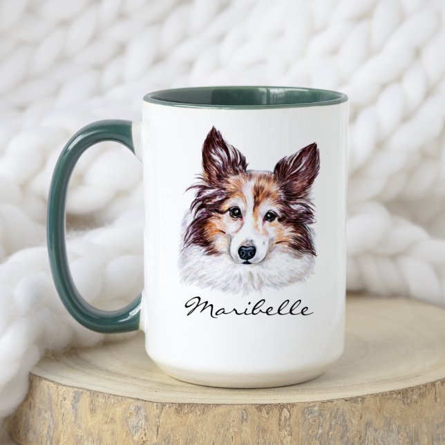 Mug Aquarelle mignonne Shetland Sheepdog Sheltie Pet (Créateur téléchargé)