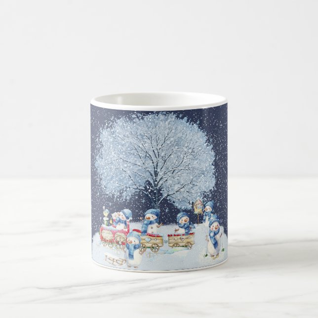 Mug Aquarelle mignonne Snowmen Festif (Centre)