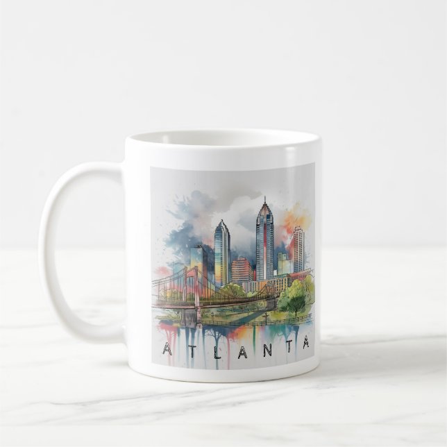 Mug Aquarelle moderne Atlanta Georgia stylisée (Gauche)