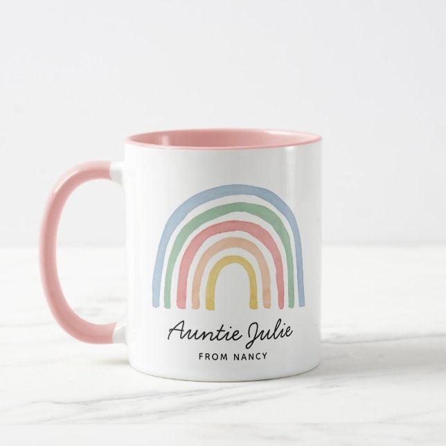 Mug Aquarelle moderne cadeau famille arc-en-ciel (Gauche)