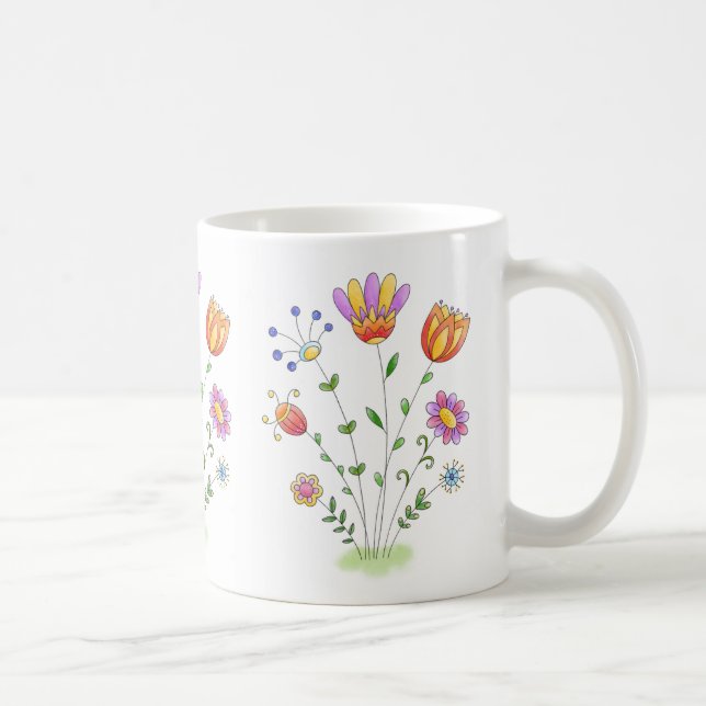 Mug Aquarelle moderne de fleurs peintes à la main (Droite)