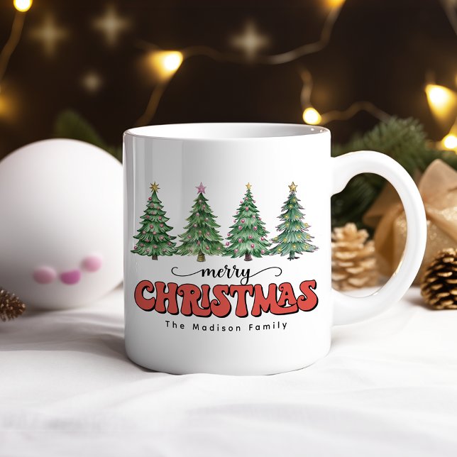 Mug Aquarelle moderne Festive Joyeux Arbre de Noël (Créateur téléchargé)