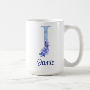 Mug Aquarelle monochrome de 15 oz Blues et Floral