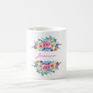 Mug Aquarelle monochrome Fleurs colorées