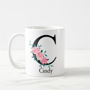 Mug Aquarelle Monogramme Personnalisée Lettre simple C