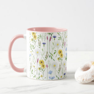 Mug Aquarelle Motif floral de prairie sauvage