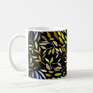 Mug Aquarelle motif sans couture avec feuilles colorés