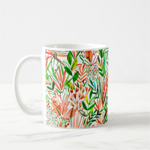 Mug Aquarelle motif sans couture avec feuilles exotiqu