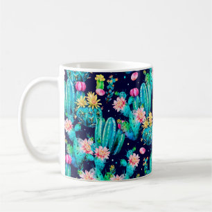Mug Aquarelle motif sans couture. Cactus à fleurs da